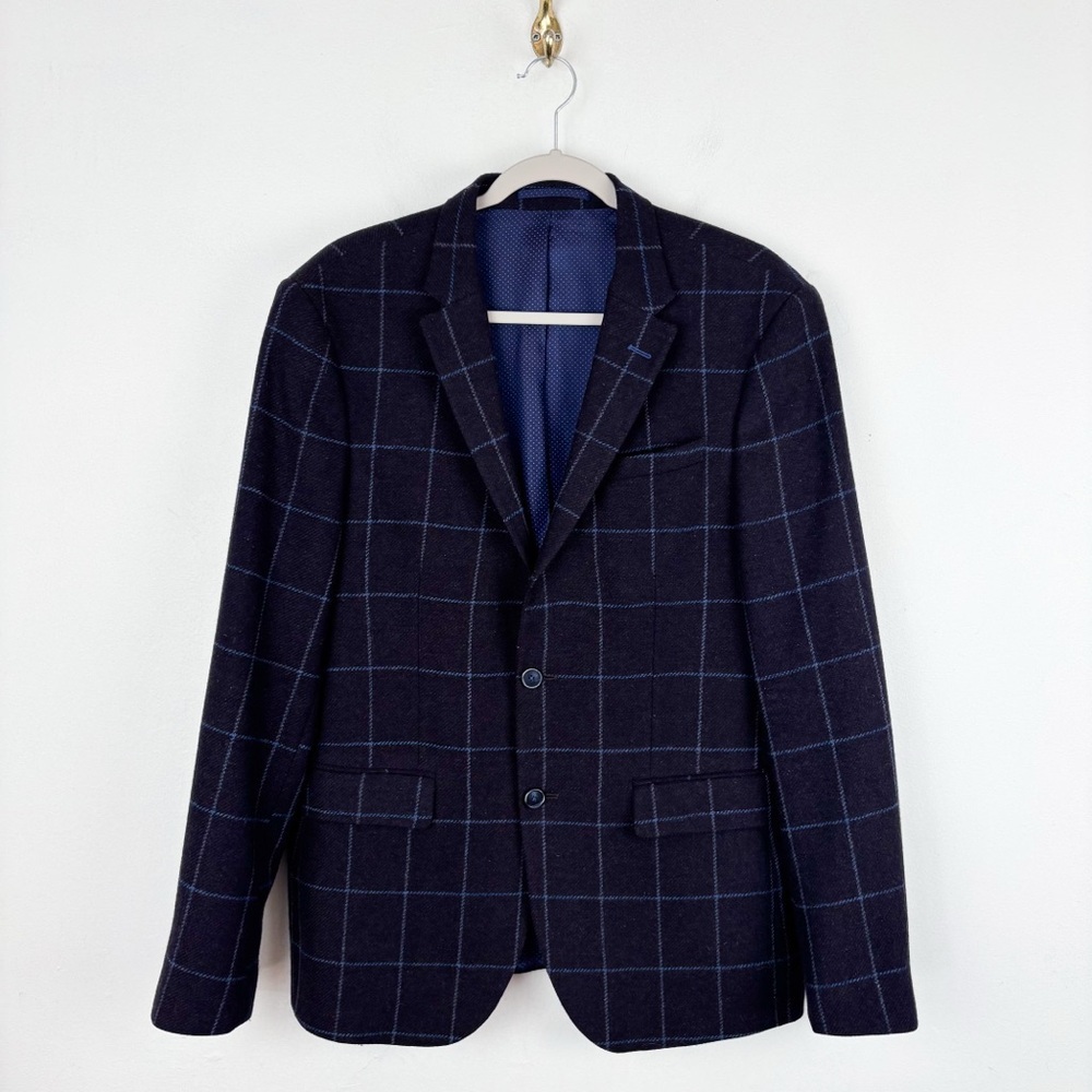 Sand Copenhagen Men’s Virgin Wool Plaid Blazer Sz 52